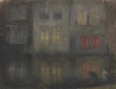 Nocturne Black And Red Back Canal Holland
