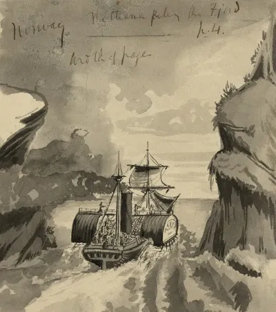 Norway The Steamer Parting The Fjord