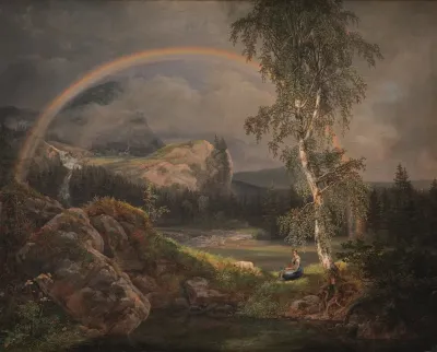Norwegian Landscape With A Rainbow
