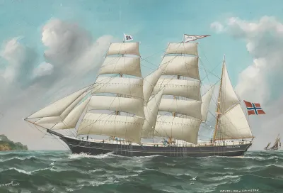 Norwegische Bark Brazilian Of Grimstad Vor Der Kuste