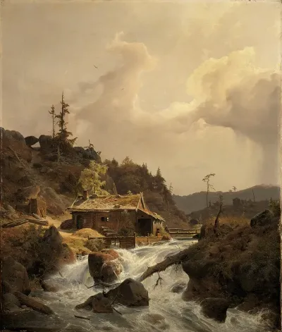 Norwegische Landschaft Mit Sagemuhle