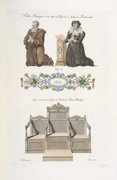 Notables Bourgeois De La Ville De Pont De Larche En Normandie Siege En Bois De Leglise De Locrist En Basse Bretagne