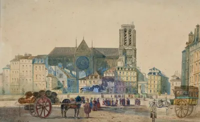 Notre Dame Et Le Pont Darcole Vus De La Place De Lhotel De Ville En 1845