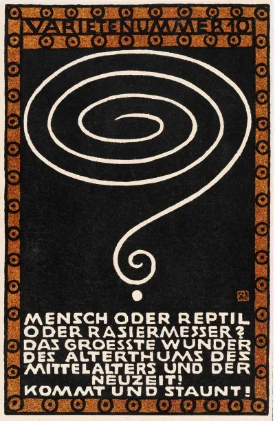 Nr 98 Varietenummer 10 Mensch Oder Reptil Oder Rasiermesser Das Groesste Wunder Des Alterthums Des Mittelalters Und Der Neuzeit Kommt Und Staunt