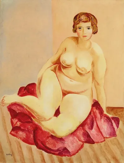 Nu Assis A La Draperie Rouge 2