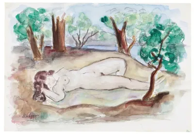 Nu Couche Dans Un Paysage A Saint Tropez