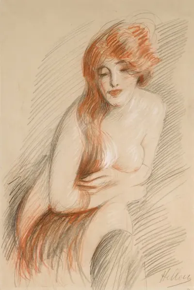 Nu Feminin A La Longue Chevelure