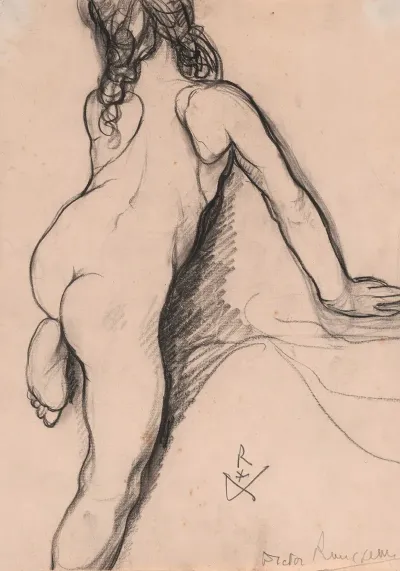 Nude Adolescent Seen From Behind