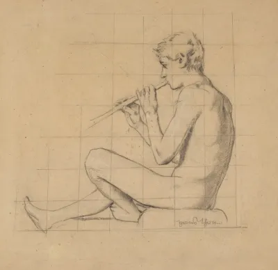 Nude Boy Playing The Pipe