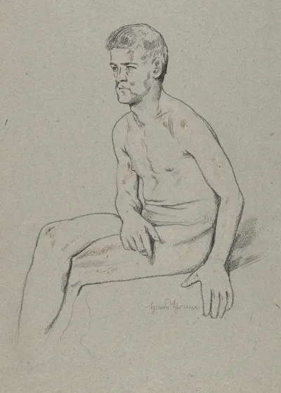 Nude Male Sitting With Legs Crossed
