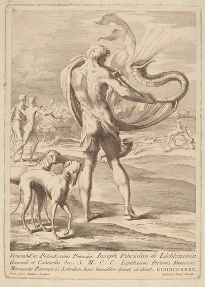 Nude Man Blowing A Conch