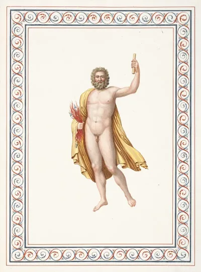 Nude Man Holding Flaming Arrows