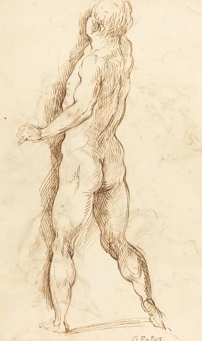 Nude Man Seen From Behind Verso