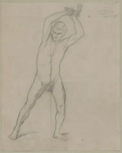 Nude Sketch To The Executioner With An Axe To The Painting Martyrdom Of St Matthias