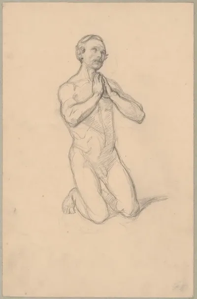 Nude Sketch To The Figure Of St Matthias To The Painting Martyrdom Of St Matthias