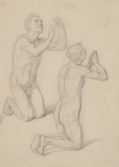 Nude Studies For The Figures Of David And Pius Ix In The Painting The Immaculate Conception Of The Blessed Virgin Mary