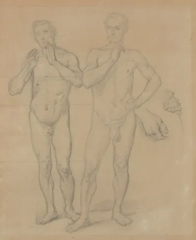 Nude Studies Of The Canon Of Cracow Piotr Wysz And Jagiello And Studies Of Hands Of Jasko Of Teczyn For The Painting Queen Jadwigas Oath