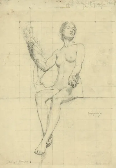 Nude Study For Figure Of Sculpture