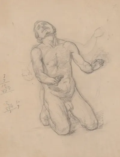 Nude Study To The Figure Of St Matthias To The Painting Martyrdom Of St Matthias