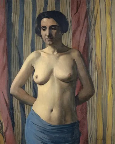 Nude With Blue Sash