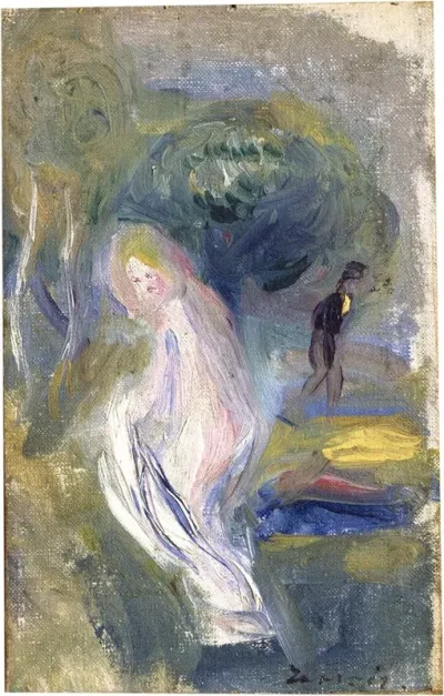 Nude With Figure In Background