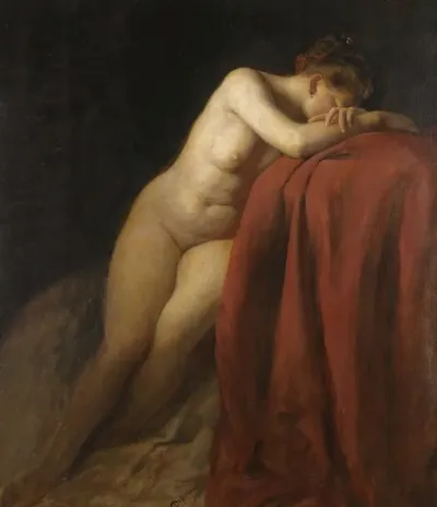 Nude With Red Drape