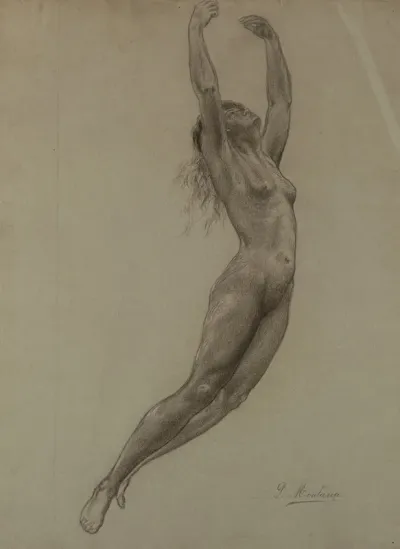 Nude Woman Leaping