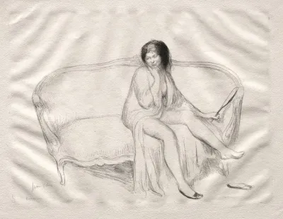 Nude Woman Seated On A Sofa
