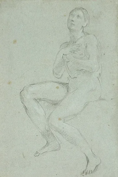 Nude Woman Seated With Arms Crossed