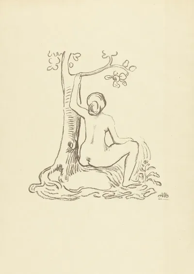 Nude Woman Sitting By A Tree