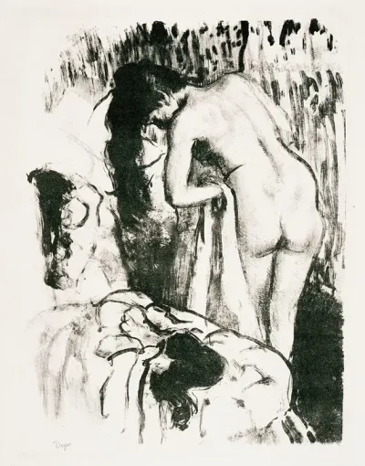 Nude Woman Standing Drying Herself