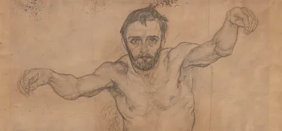 Nude Young Man Half Length With Outstretched Arms