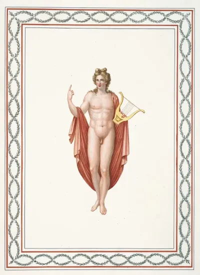 Nude Youth With Gold Harp