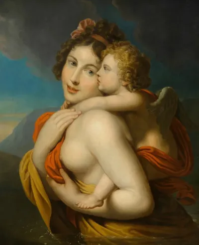 Nymphe Tragt Amor Durch Einen Fluss