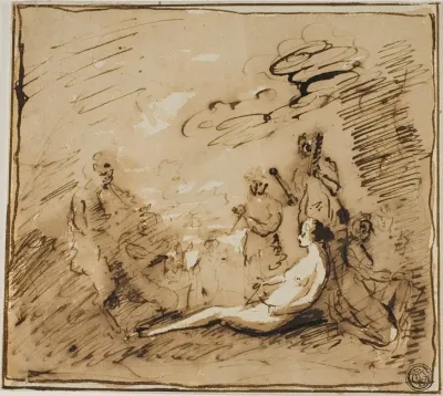 Nymphs And Satyrs Playing Musical Instruments