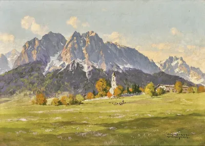 Obergrainau Mit Zugspitze Und Waxenstein
