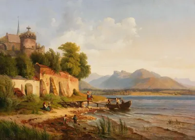 Oberitalienische Kustenlandschaft Mit Figurenstaffage