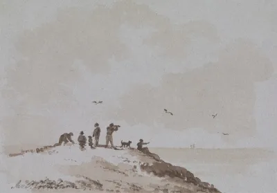 Observers On A Hill Overlooking The Sea