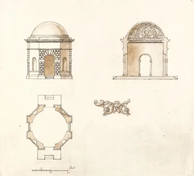 Octagonal Temple At Shotover Park Oxfordshire Plan Section And Elevation