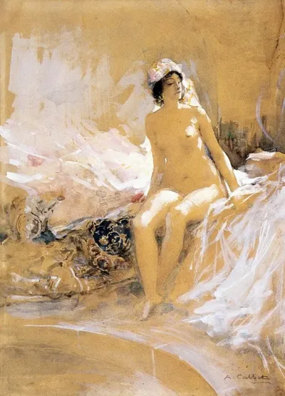 Odalisque Assise Devant Une Piscine