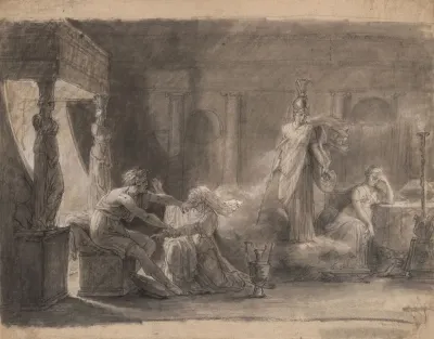 Odysseus Recognized By His Old Nurse Eurycleia While Penelope Is Distracted By Athena