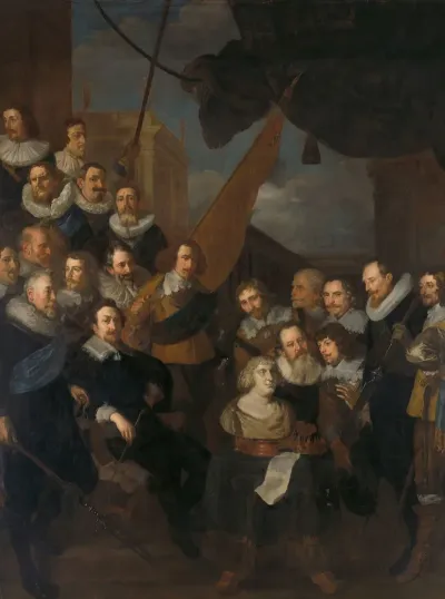 Officers And Other Civic Guardsmen Of The Xix District Of Amsterdam Waiting To Welcome Marie De Medicis 1 September 1638