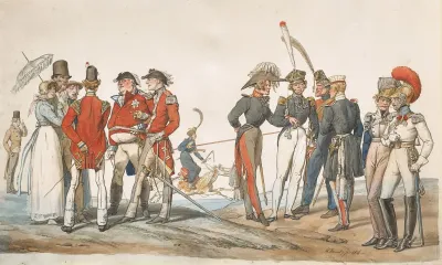 Officiers Anglais Et Francais Discutant