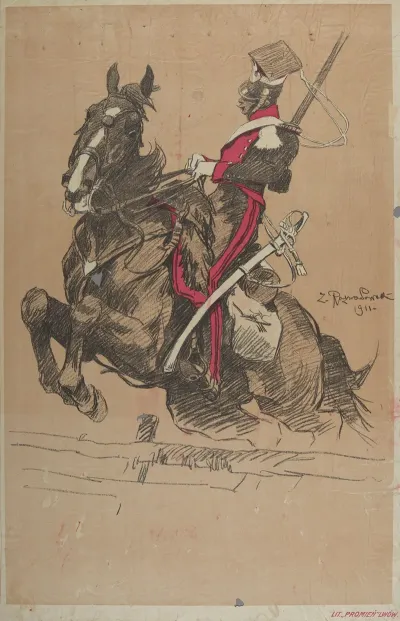 Oficer I Pulku Ulanow Krolestwa Polskiego 1826 Na Koniu