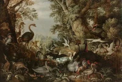 Oiseaux En Couples Dans Un Paysage