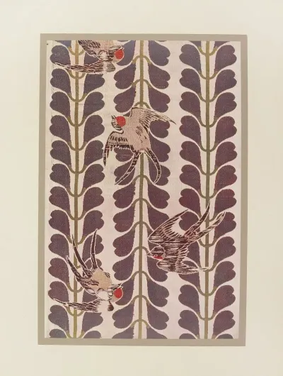 Oiseaux Et Fleurs De Glycine Stylisees
