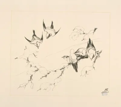 Oiseaux Sur Une Branche Darbre Couverte De Neige