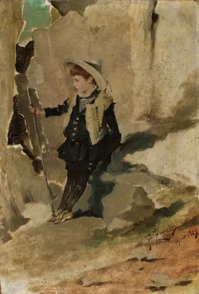 Ojcow Boy Against The Rocks