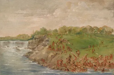 Ojibwa Portaging Around The Falls Of St Anthony