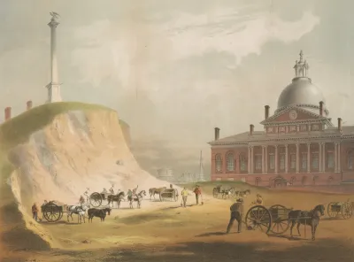 Old Boston Beacon Hill From The Present Site Of The Reservoir Between Hancock Temple Sts